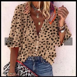 Spotted button down blouse
